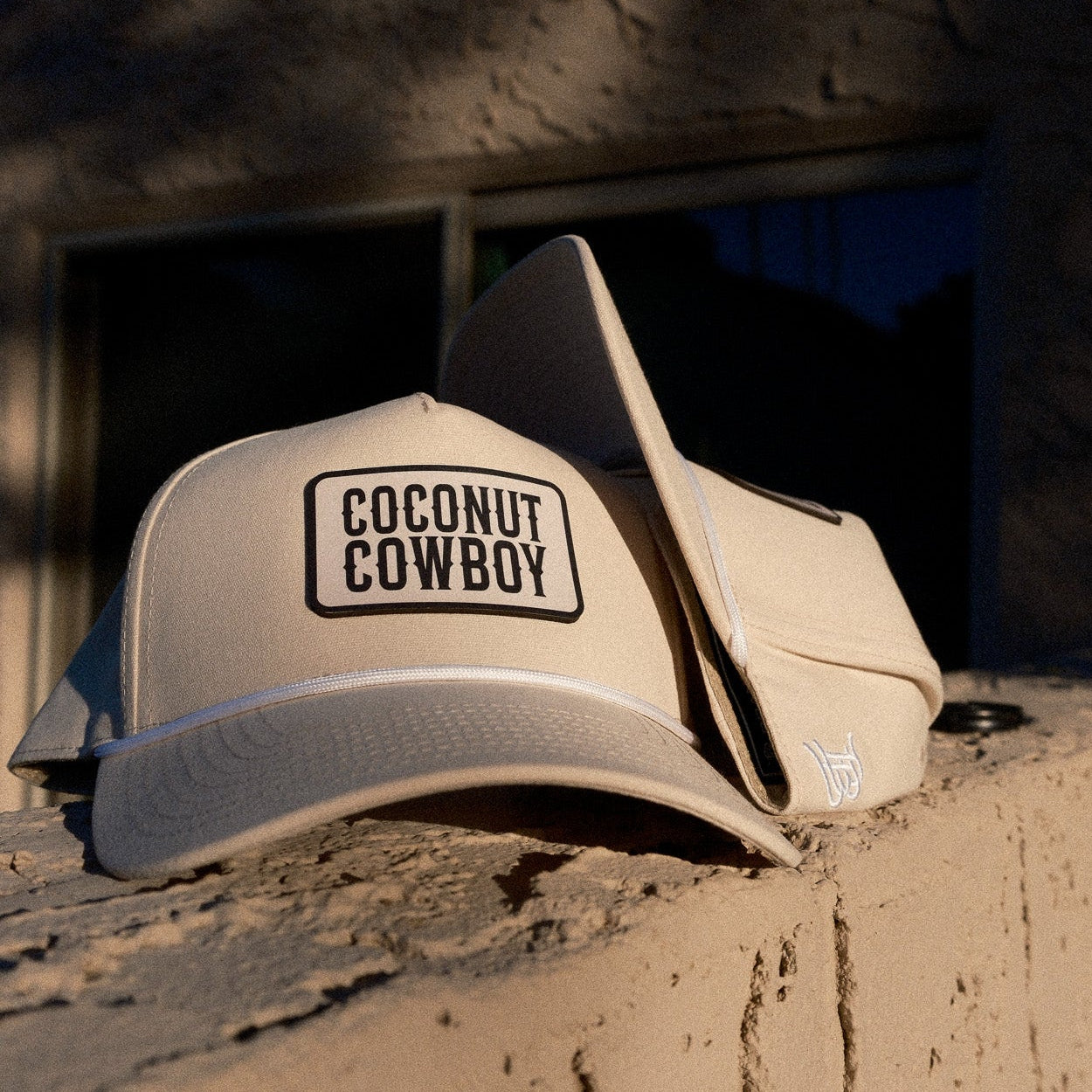 Coconut Cowboy Patch Curved 5 Panel Canvas Hat