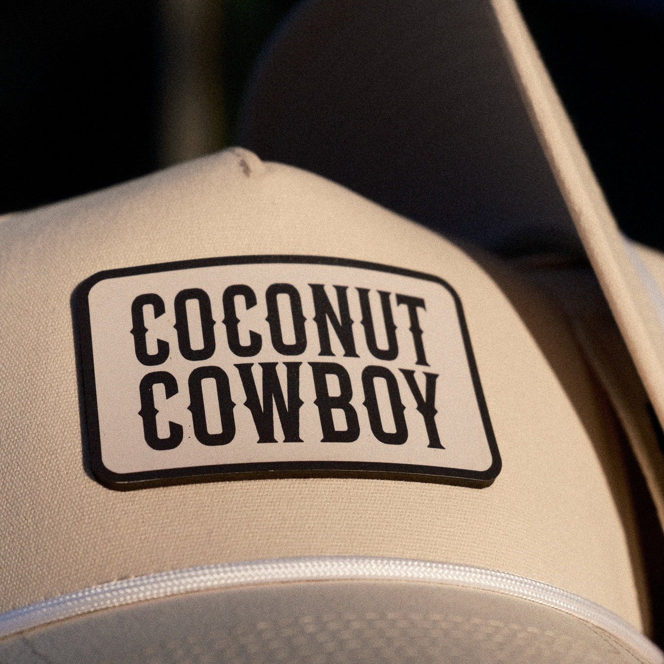 Coconut Cowboy Patch Curved 5 Panel Canvas Hat